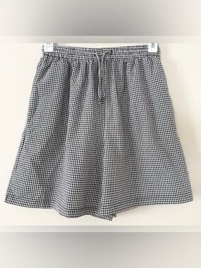 Vintage Gingham Black Cotton Shorts